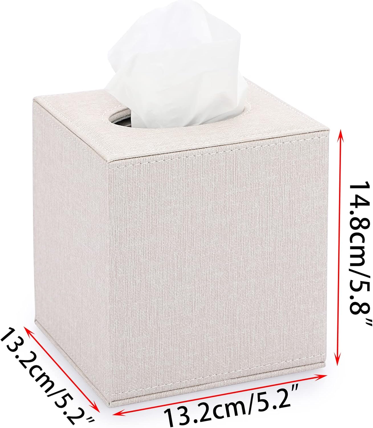 Square Linen Tissue Box Cover / Beige