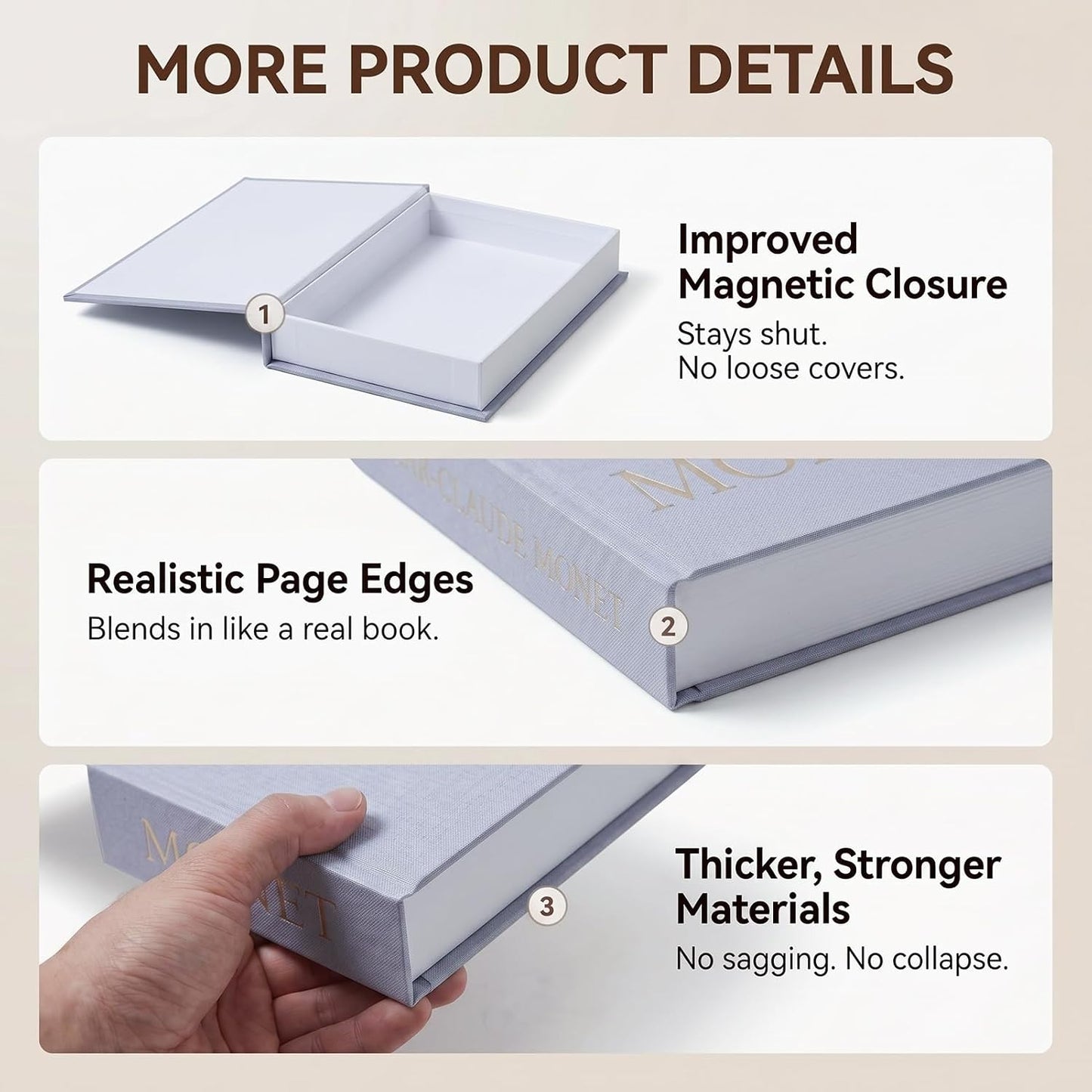 Decorative Book Set Decorative Box / Gray-beige / Set of 2