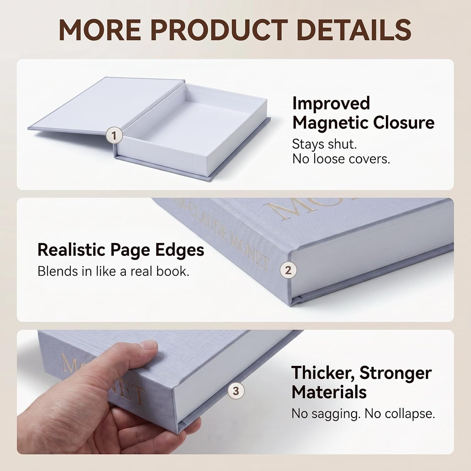 Decorative Book Set Decorative Box / Gray-beige / Set of 2