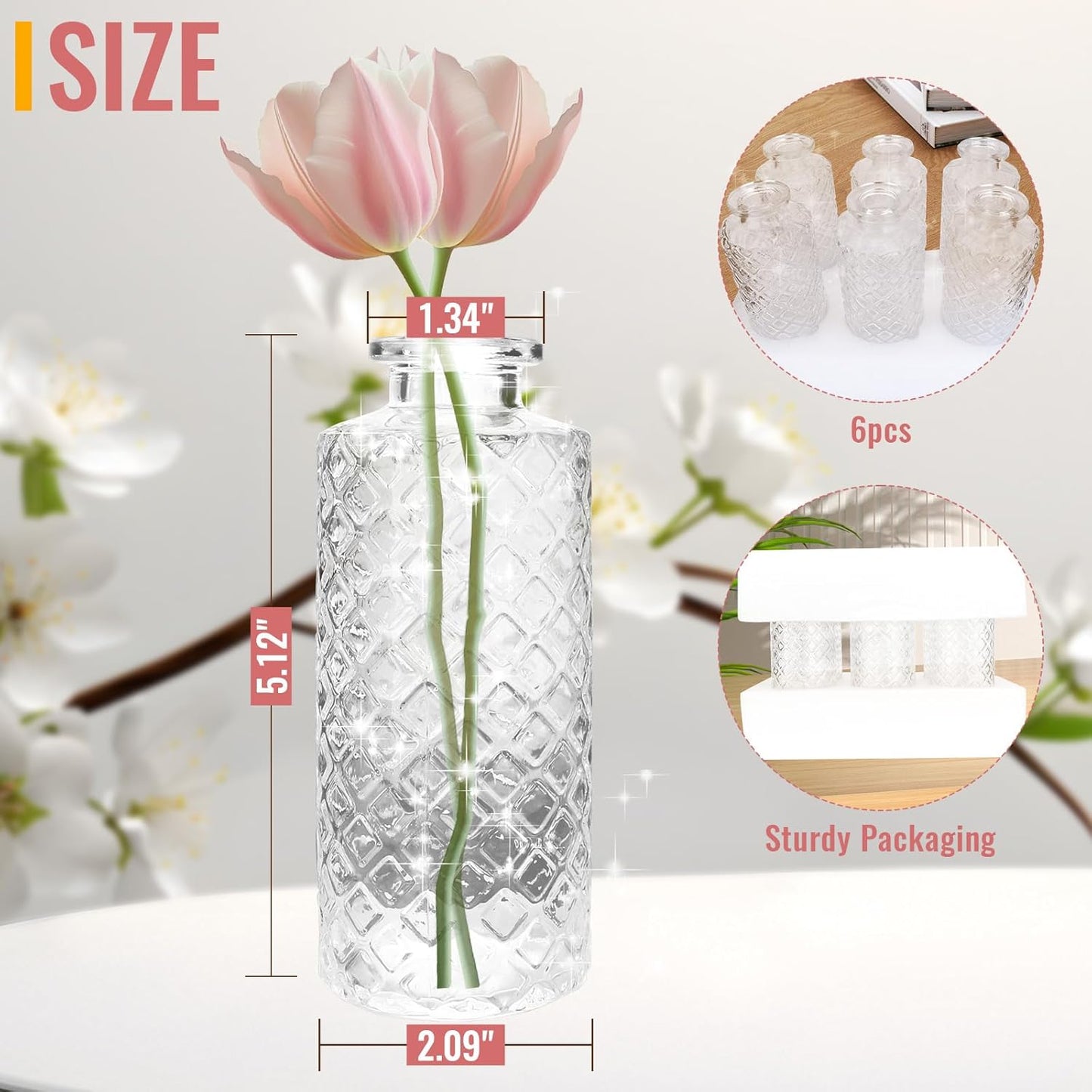 Bud Vase / Flower Bottle / White / Small Vase / Set of 6