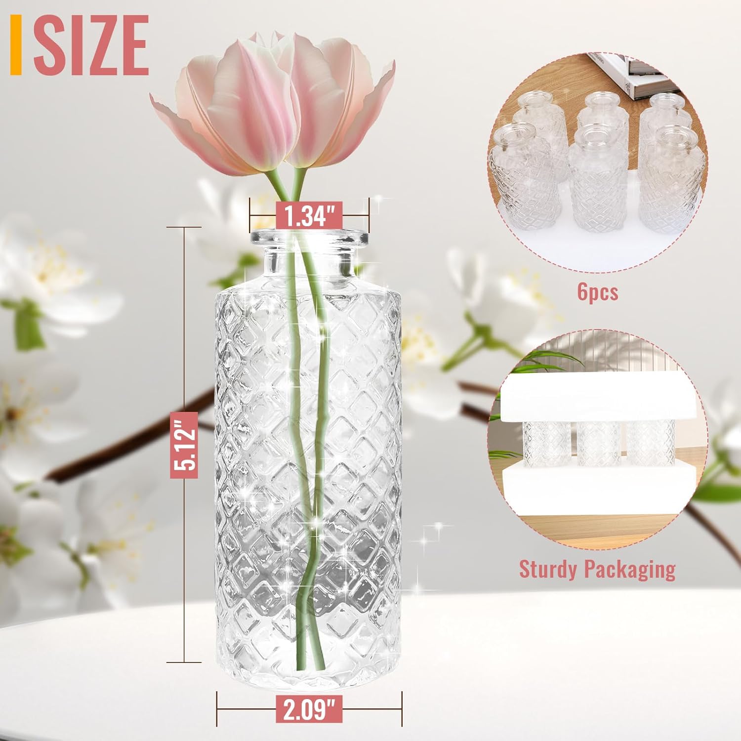Bud Vase / Flower Bottle / White / Small Vase / Set of 6