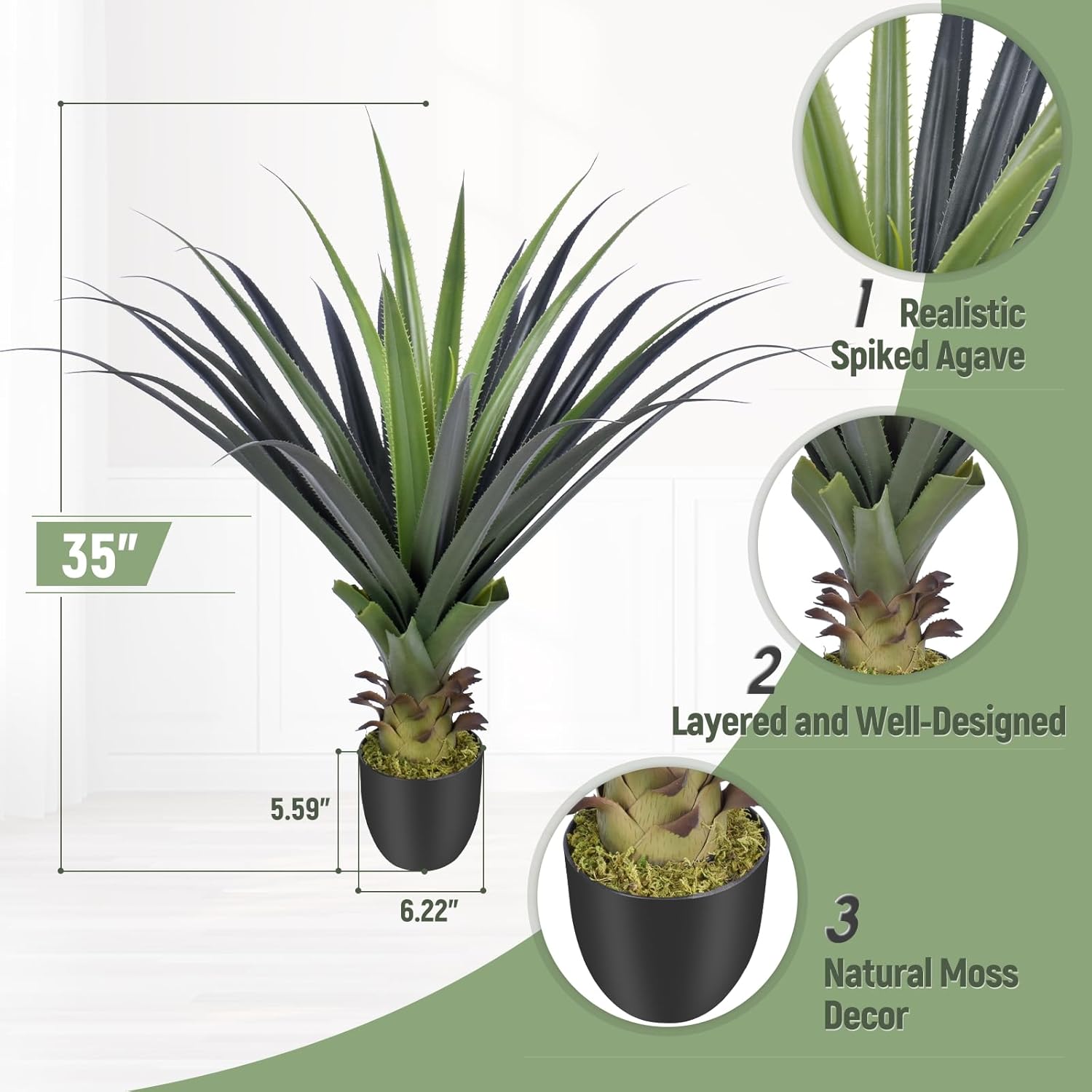 Artificial Spiked Agave Plant / 3ft / 3 Inch