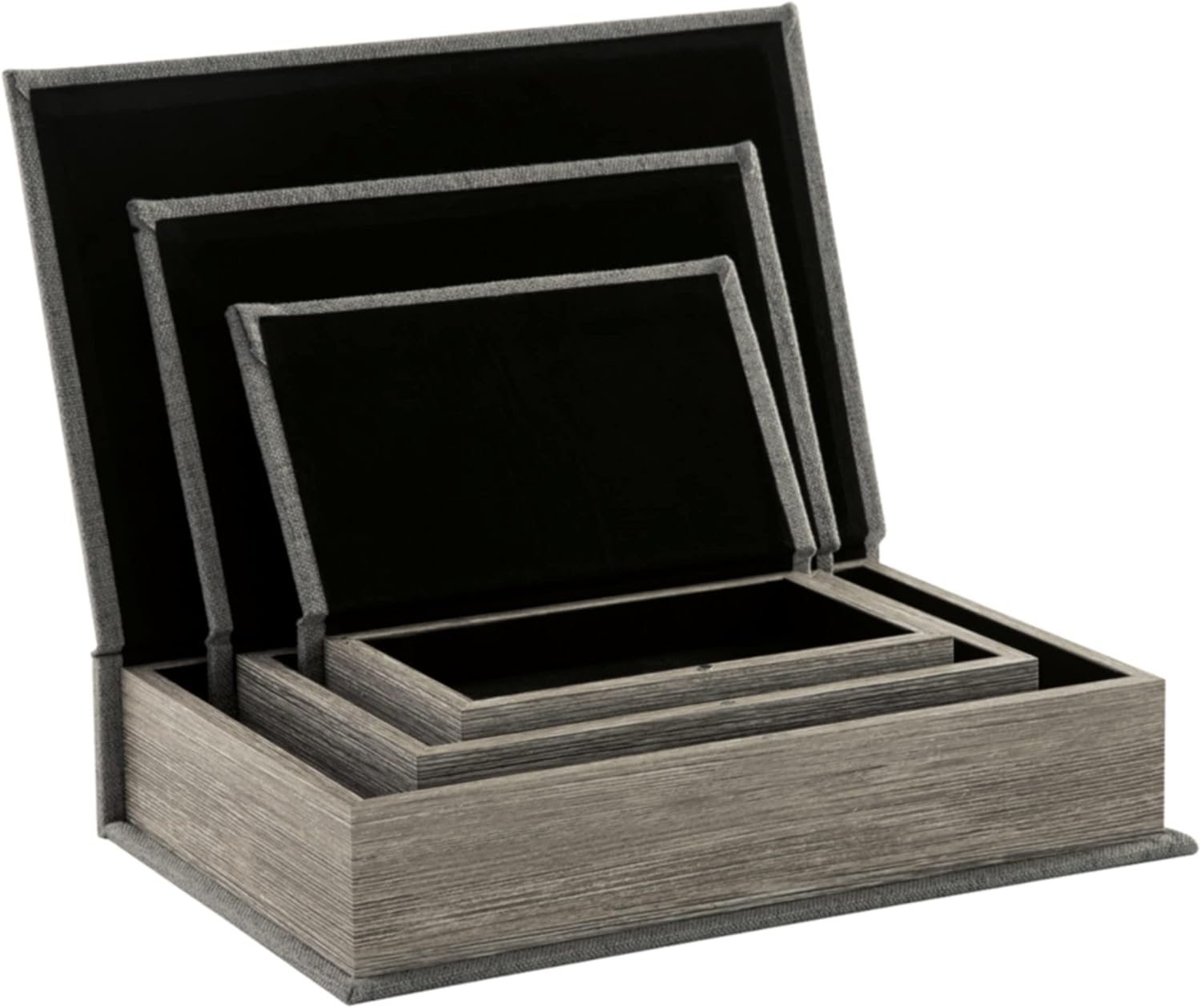 Jolina Vintage 3 Piece Faux Book Keepsake Storage Box Set / Gray