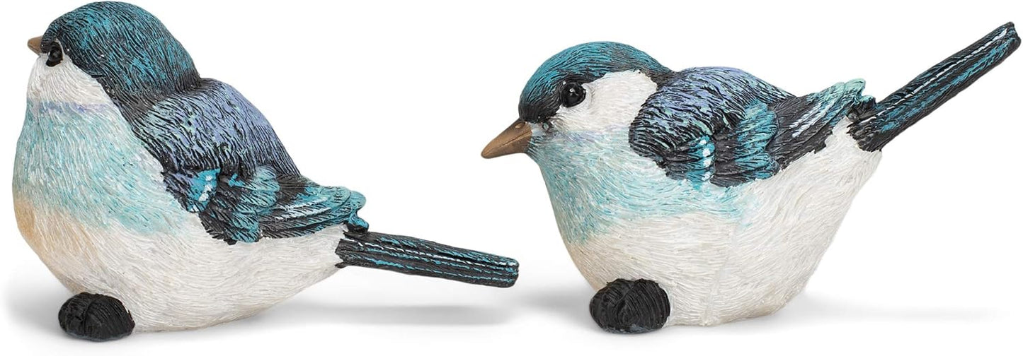Bluebird Bright and White Polyresin Figurine / Blue / 5.25 Inch / Set of 2