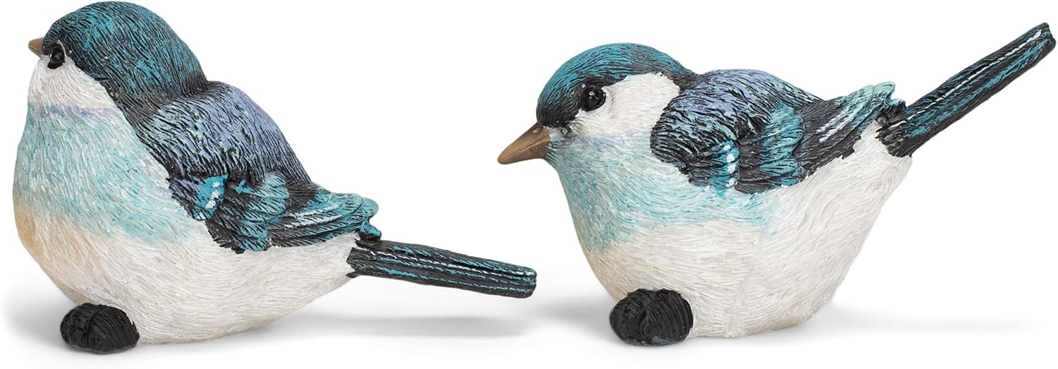 Bluebird Bright and White Polyresin Figurine / Blue / 5.25 Inch / Set of 2