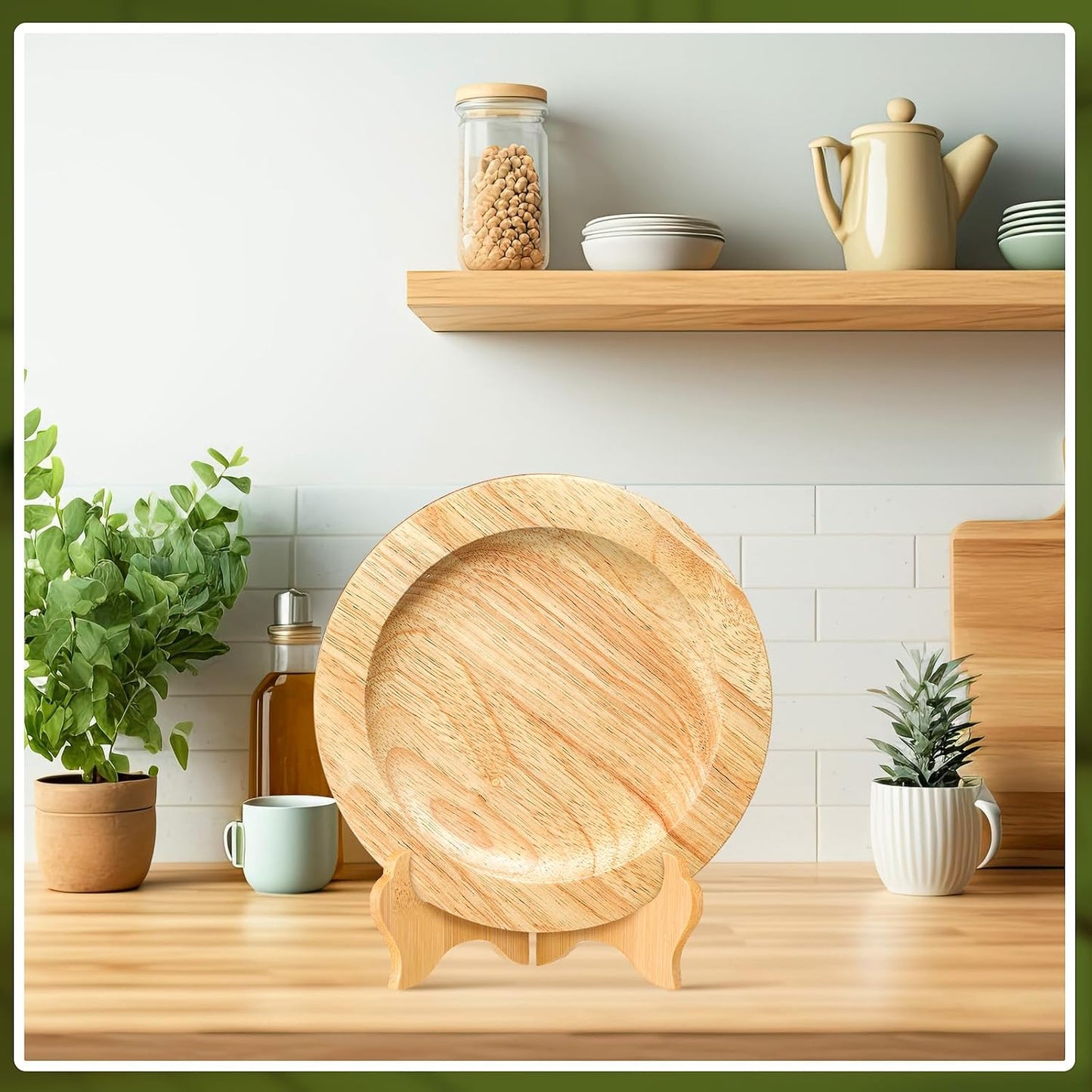 Packs Wooden Display Stand Decorative Plate Stands for Display Picture Frame Holder / Wood / 4 Inch