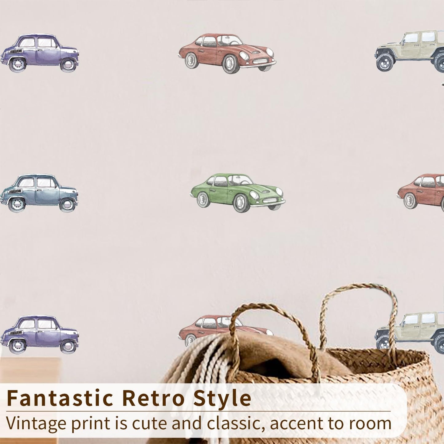 Boy Wall Decals Peel and Stick / Multicolor Cars / Set of 30