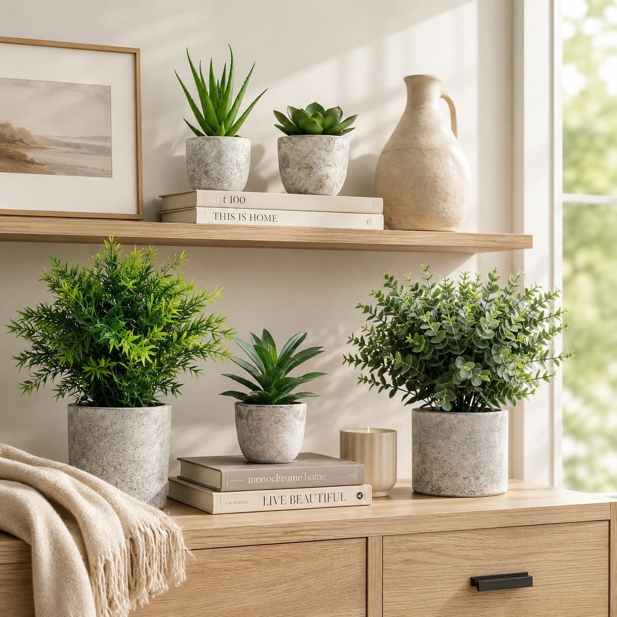 Small Faux Plants / Green / Set of 5