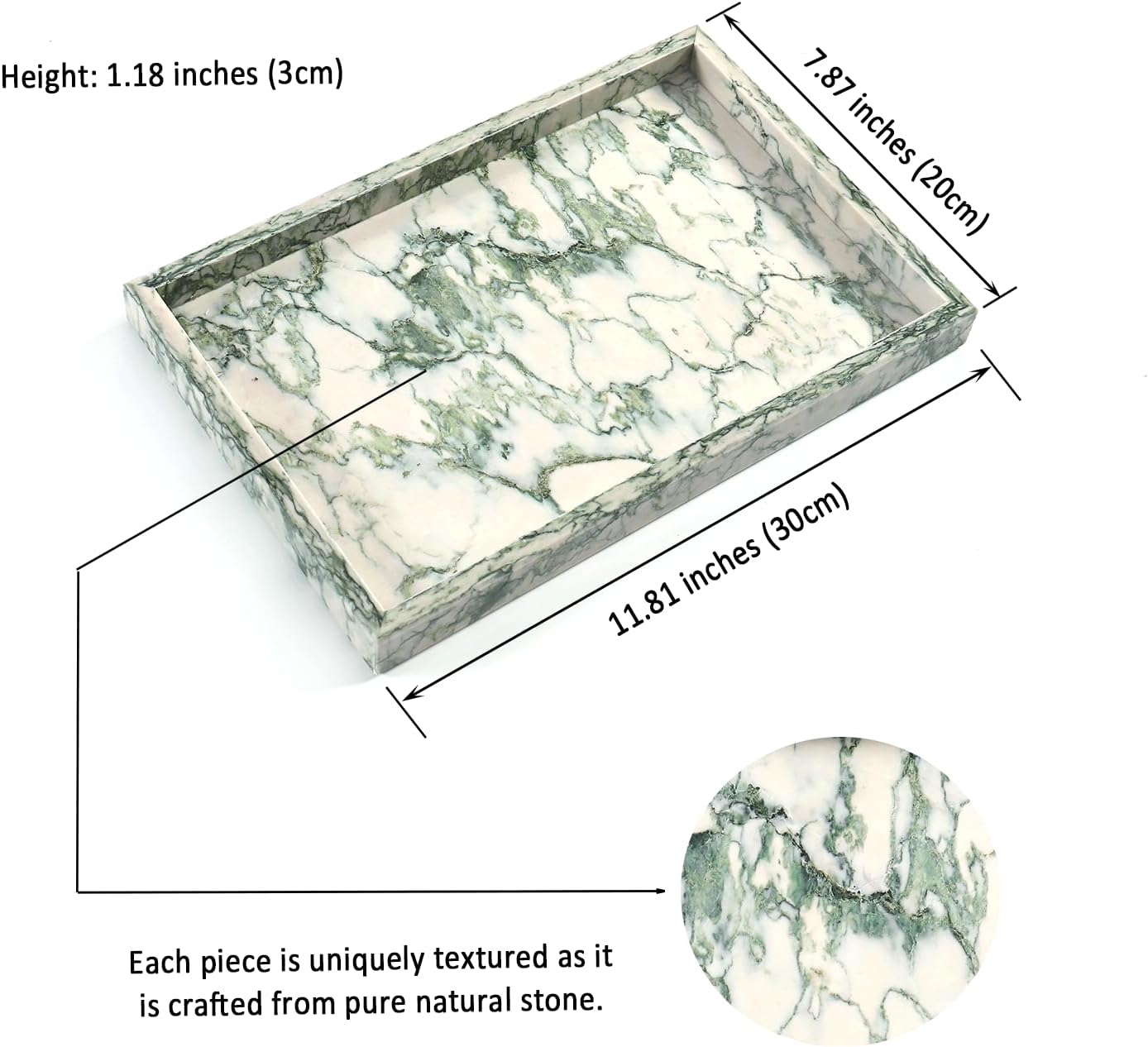 Natural Marble Vanity Tray / Green Texture
