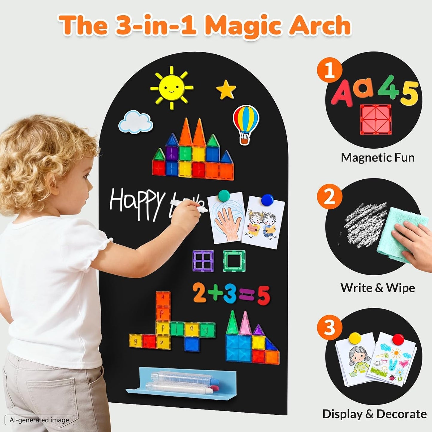 Magnetic Arch Wall Decal / Black / 15.7 x 31.5