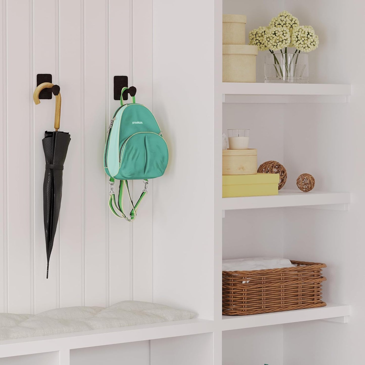 Billow Wall Mount Cast Iron Hooks Coat Towel Bag Hat Hanger Multiuse Entryway Railroad Spike / Black