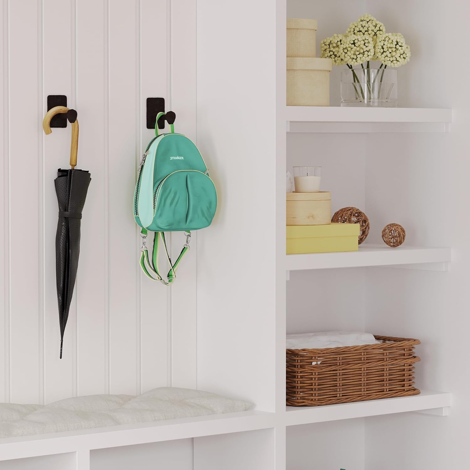 Billow Wall Mount Cast Iron Hooks Coat Towel Bag Hat Hanger Multiuse Entryway Railroad Spike / Black