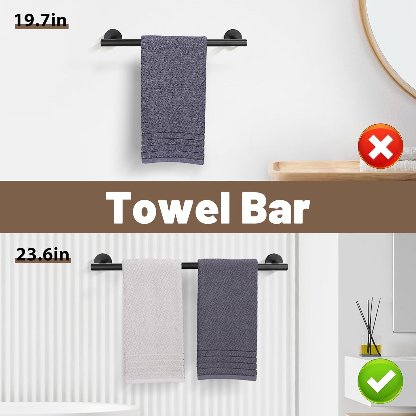 Matte Black Towel Bar Set 10 Pieces Bathroom Hardware Accessories Set Towel Rack Set for Bathroom SUS304 Stainless