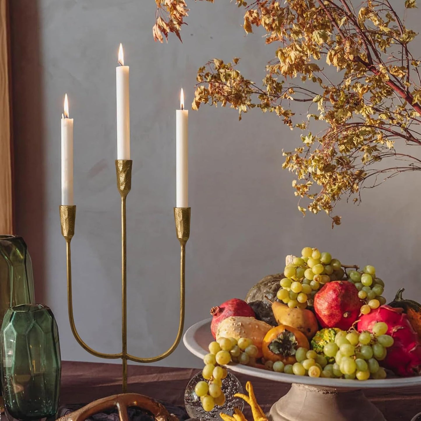 3-Candle Cast Iron Metal Candelabra Candlestick Holders 15 inch Tall Candle Holder Wedding Event Candelabra Candle