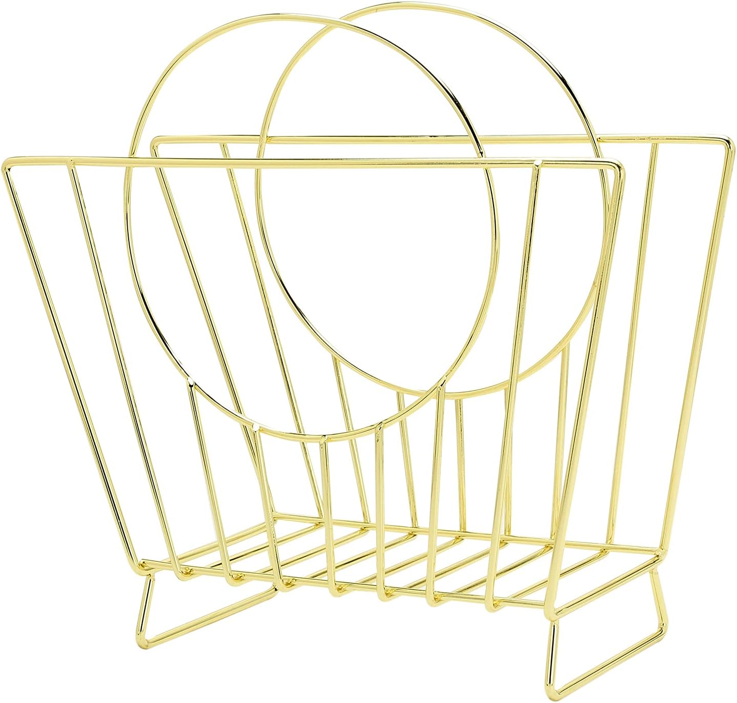 MyGift Brass Metal Magazine Holder, Mid-Century Document File Rack | Bag-inspired silhouette stores magazines, files