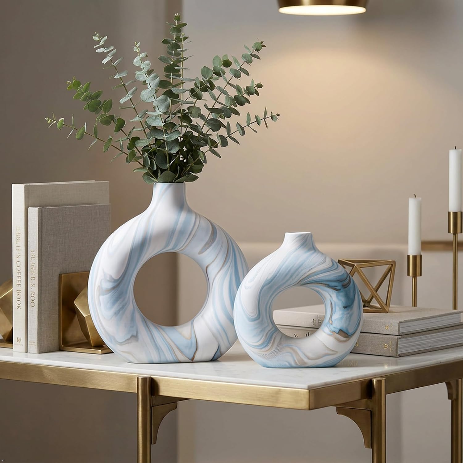Ceramic Vases / Blue Ceramic Vases / Blue Ocean 02 / Set of 2