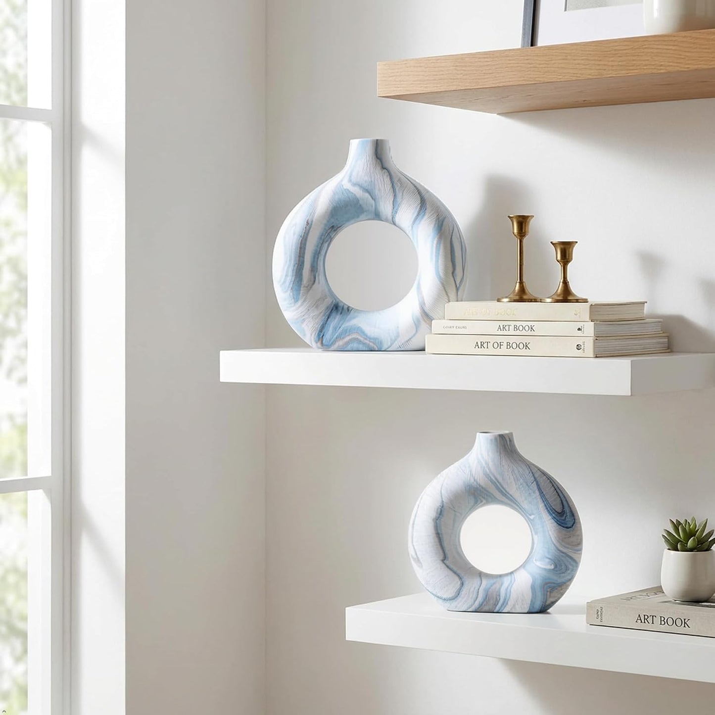Ceramic Donut Vase / Blue Ocean 01 / Set of 2