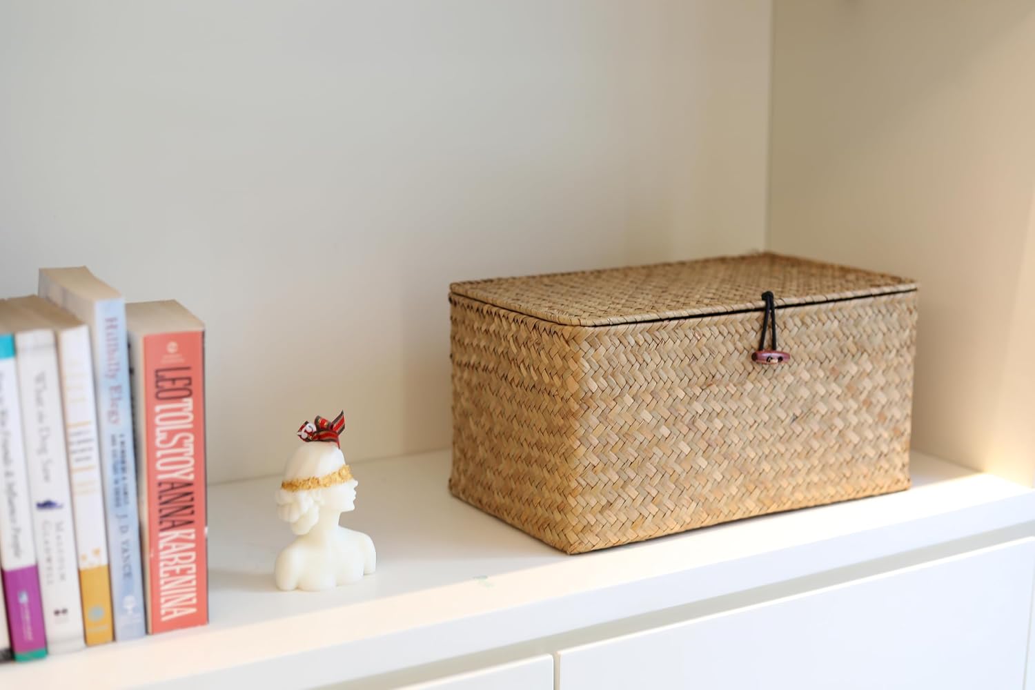 Rectangular Handwoven Seagrass Storage Basket / 12 x 7 x 6 / M / Natural