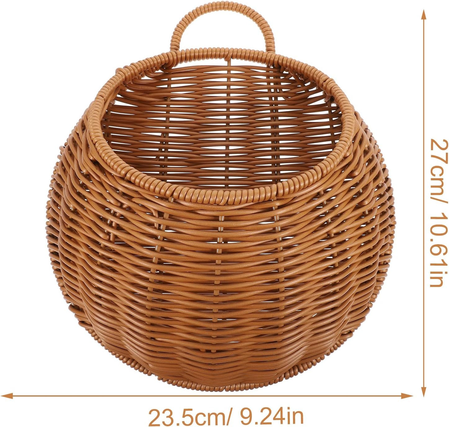 Wicker Hanging Basket / Brown / 10.62 x 9.25 x 3.93