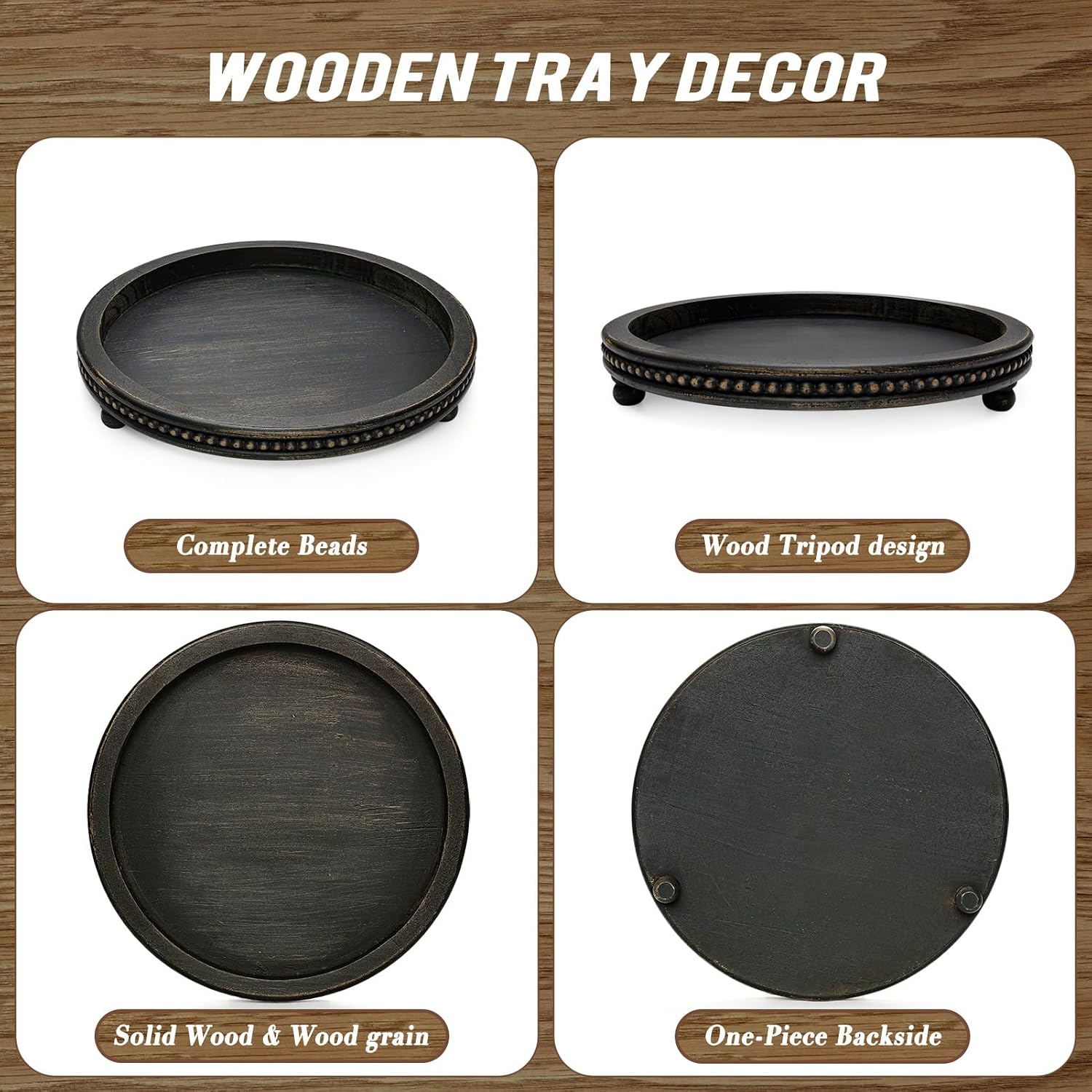 Wooden Tray Decor / Black
