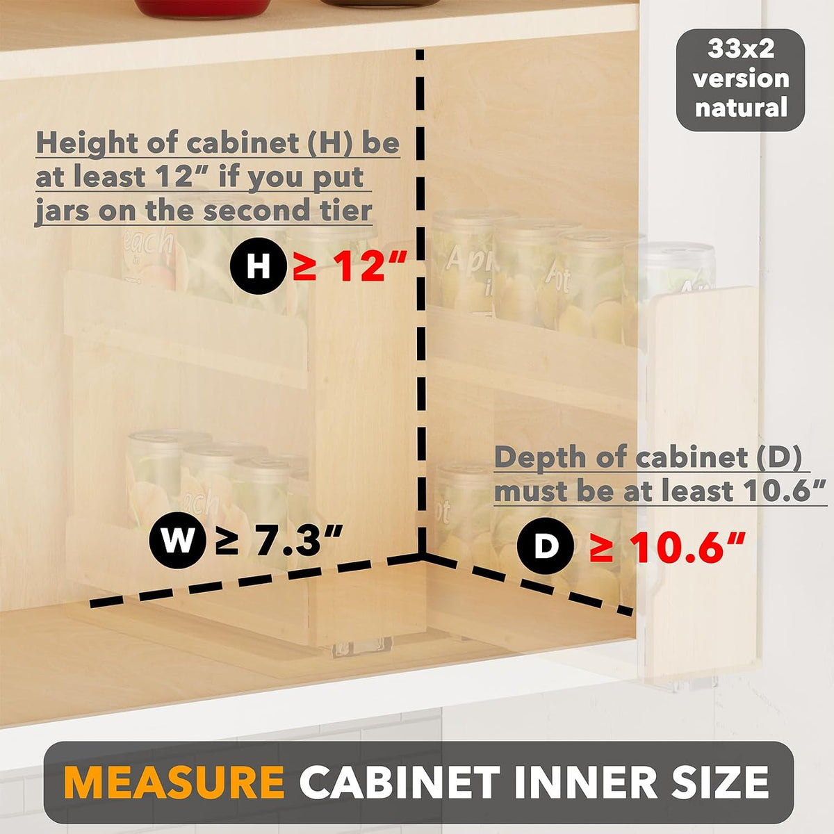 SpaceAid Bamboo Pull Out Spice Rack Organizer for Cabinet, Heavy Duty Slide Out Seasoning Kitchen Pantry Sliding
