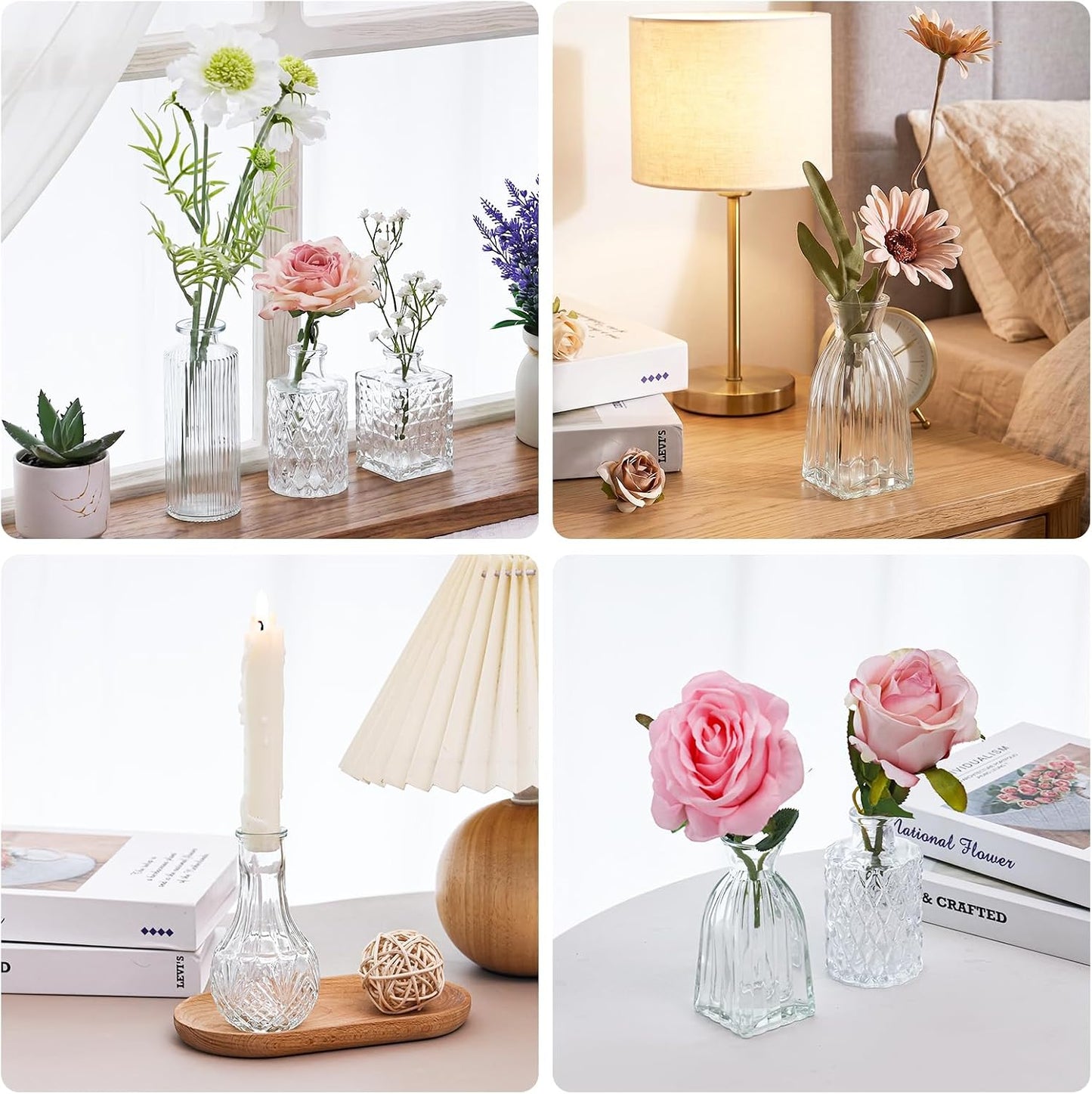 Glass Bud Vase Bulk Set / Clear / Set of 36