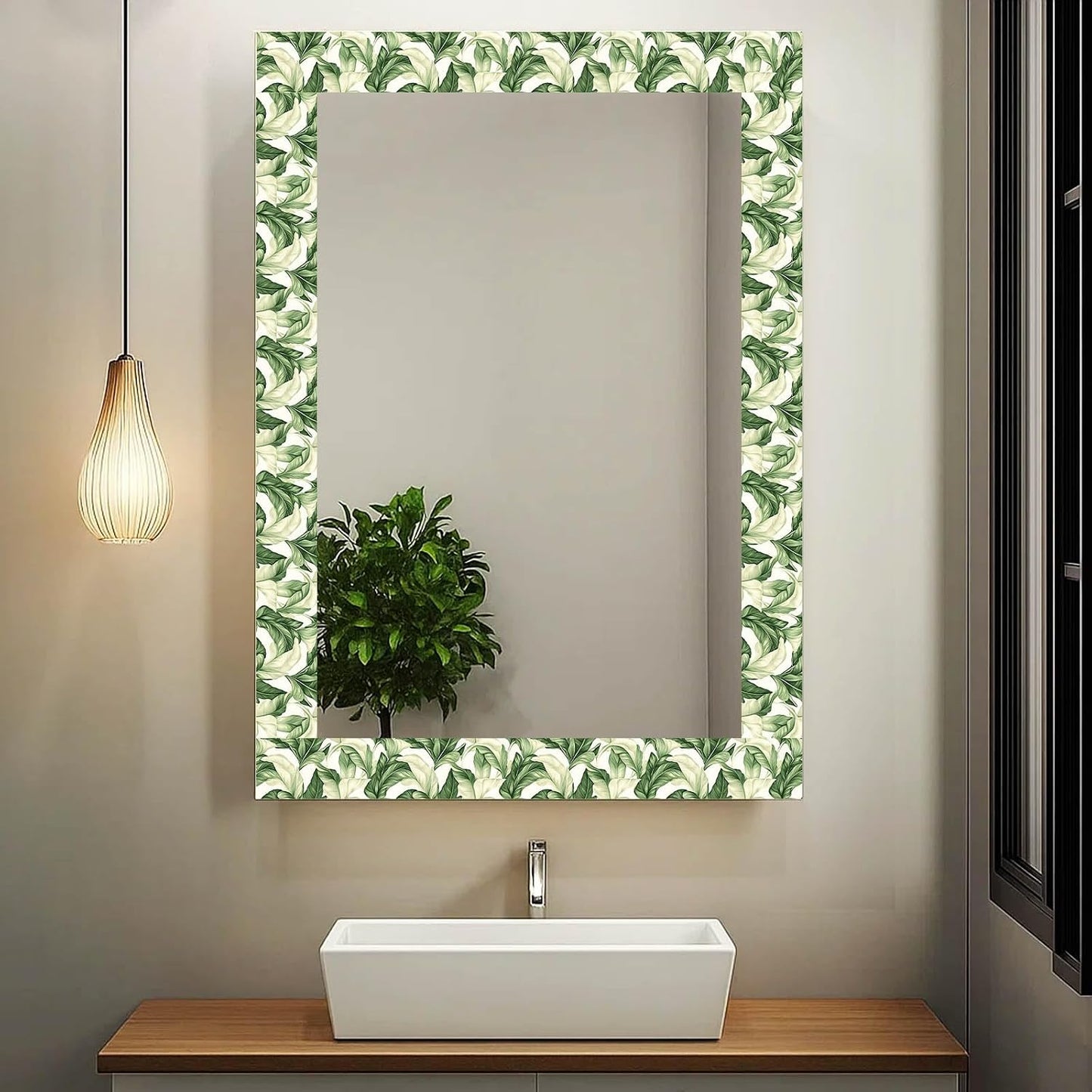 Peel and Stick Wallpaper Border Green Tropical Leaf Botanical / Tropical Green Leaf / 4 x 196