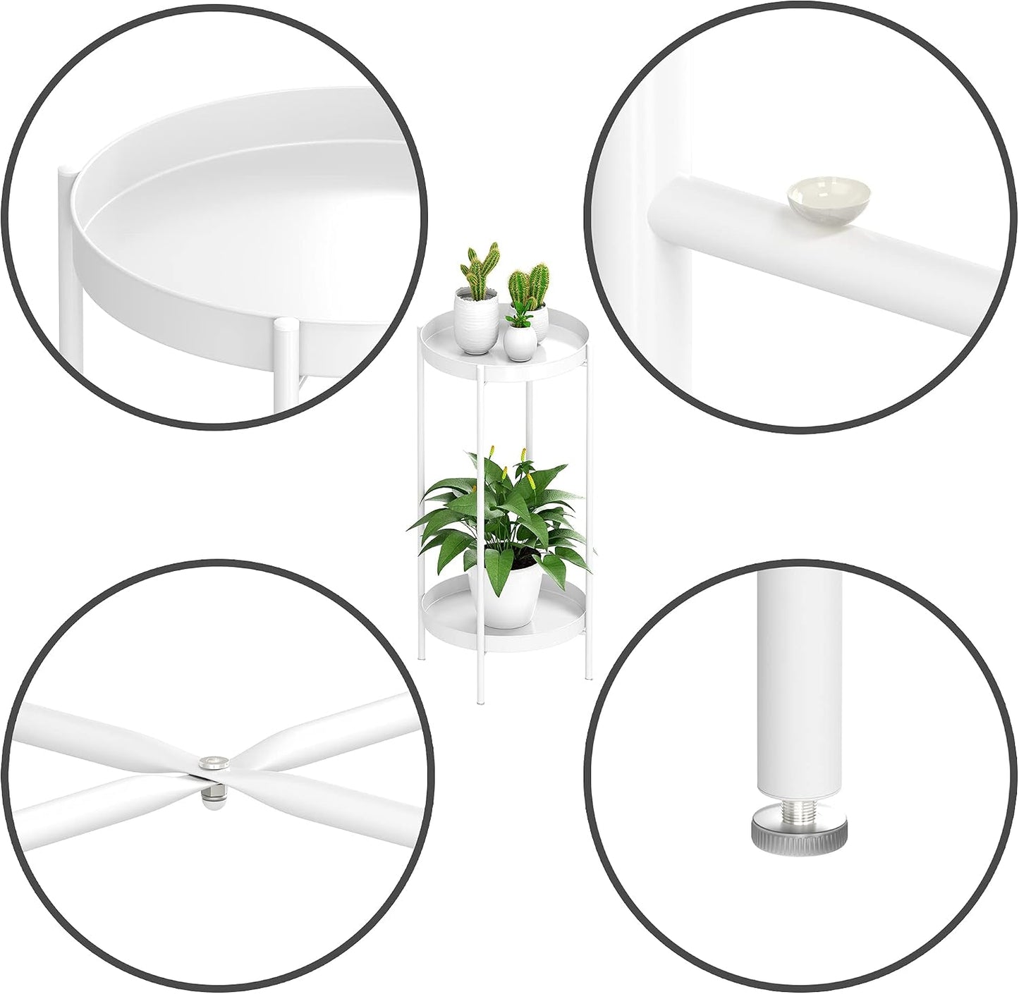 2 Tier Plant Stand Indoor Outdoor - 10.5in Width 24in Tall Flower Pot Rack | Heavy Duty Metal Plant Table Planter