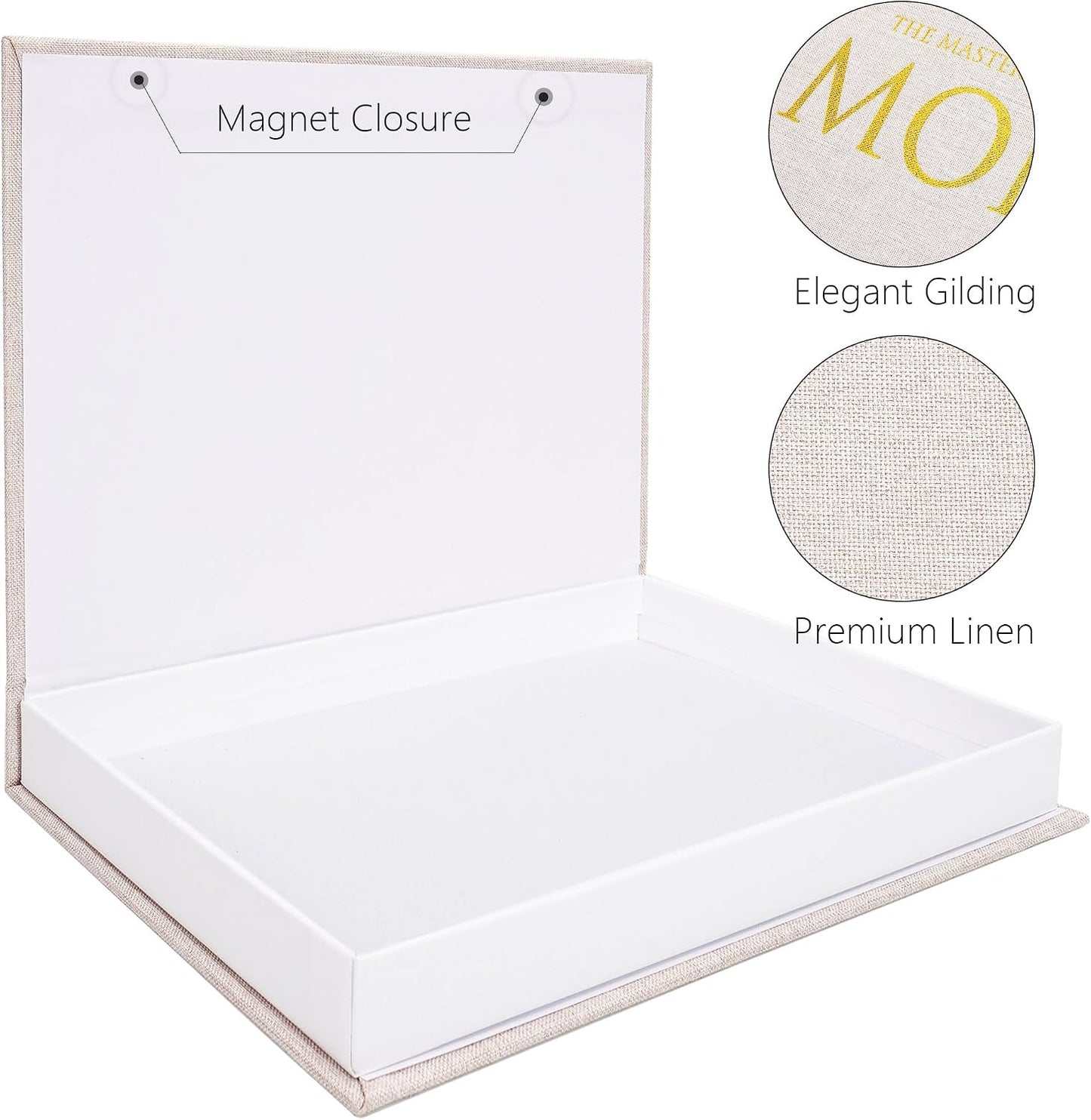 Linen Faux Book Storage Box / Black / Set of 2