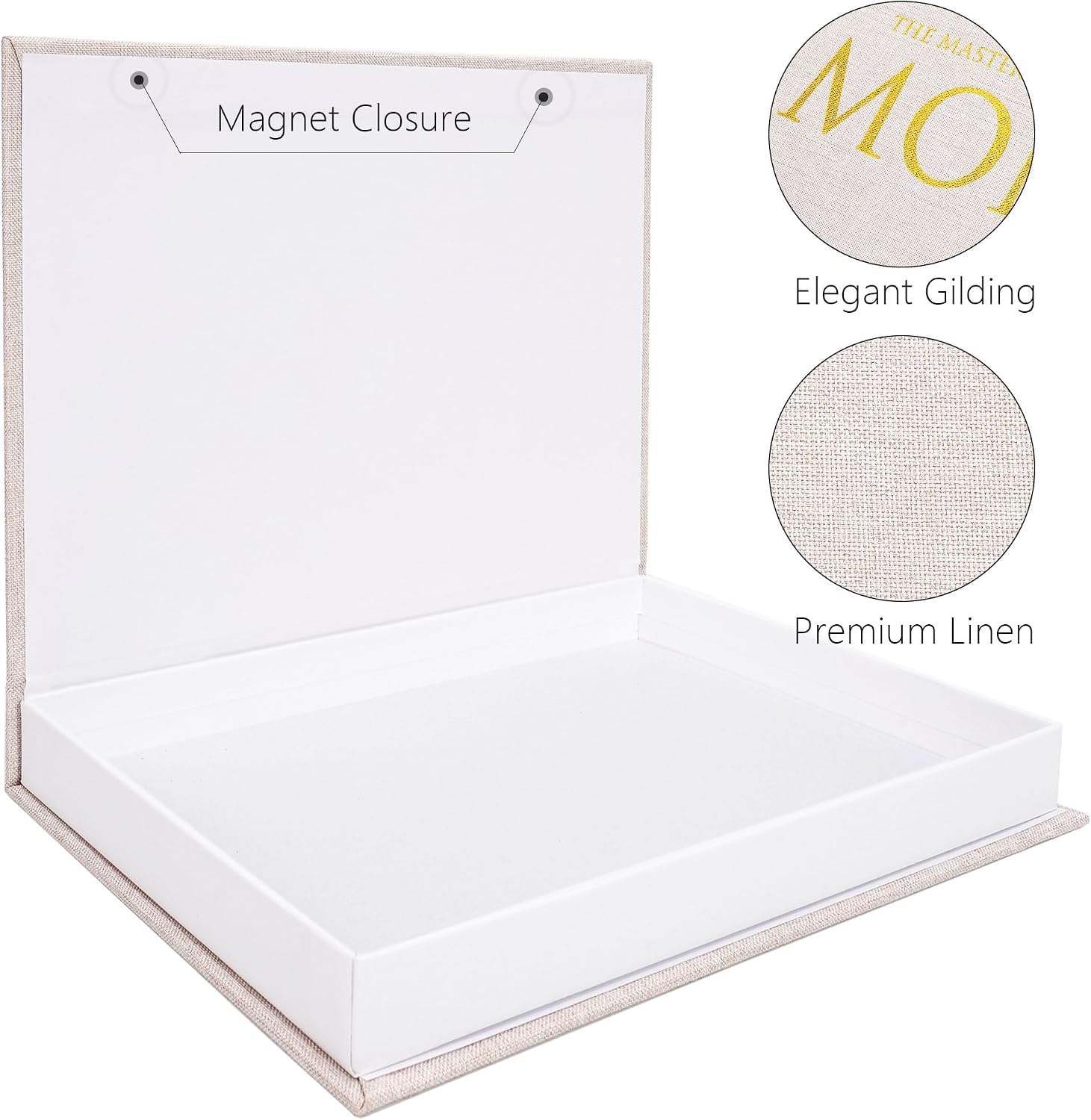 Linen Faux Book Storage Box / Black / Set of 2