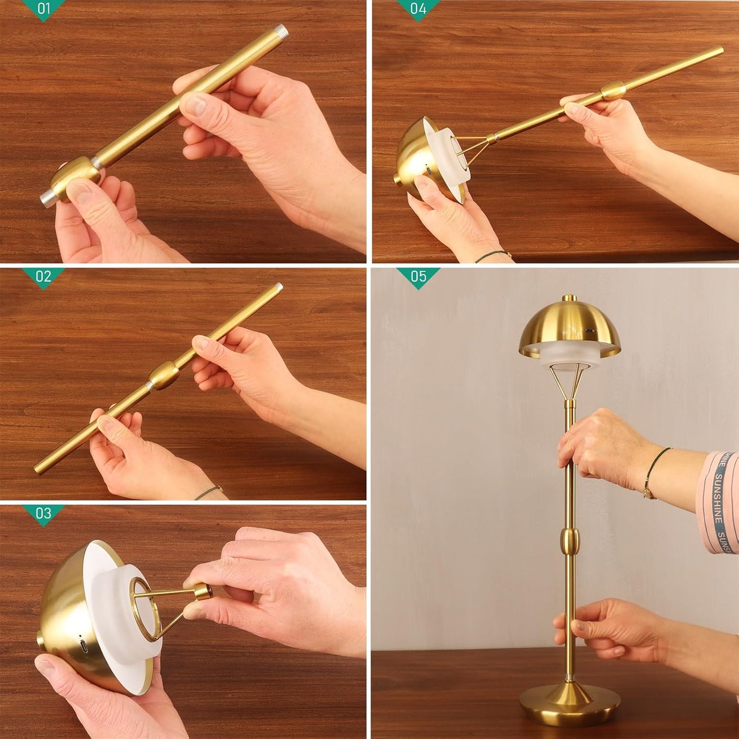 Modern Table Lamp Cordless Portable Desk Lamp, 2700K Stepless Dimming Rechargeable Battery Operated LED Lights for