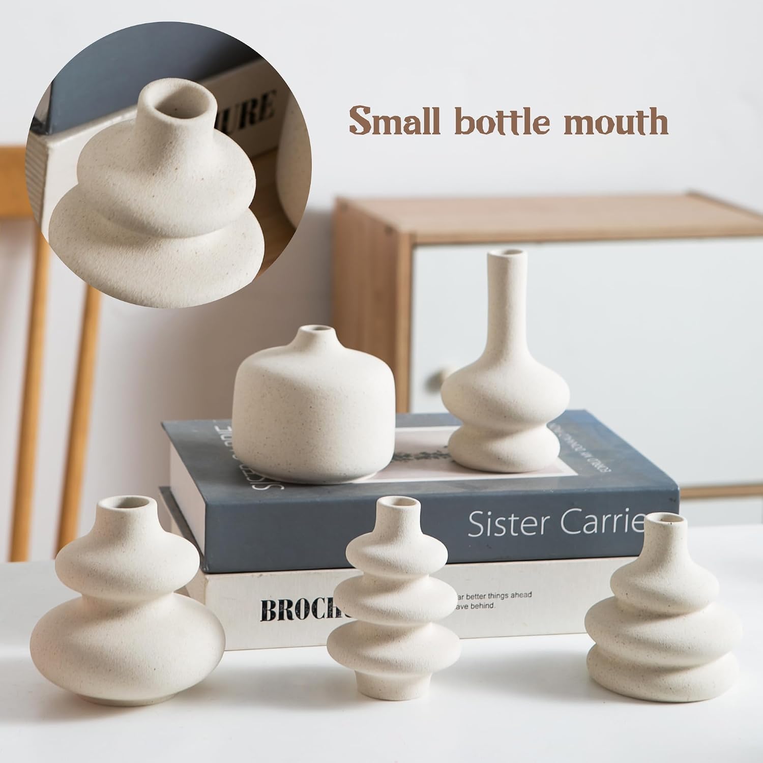 Small White Ceramic Vases / Matte White Vase / Set of 5