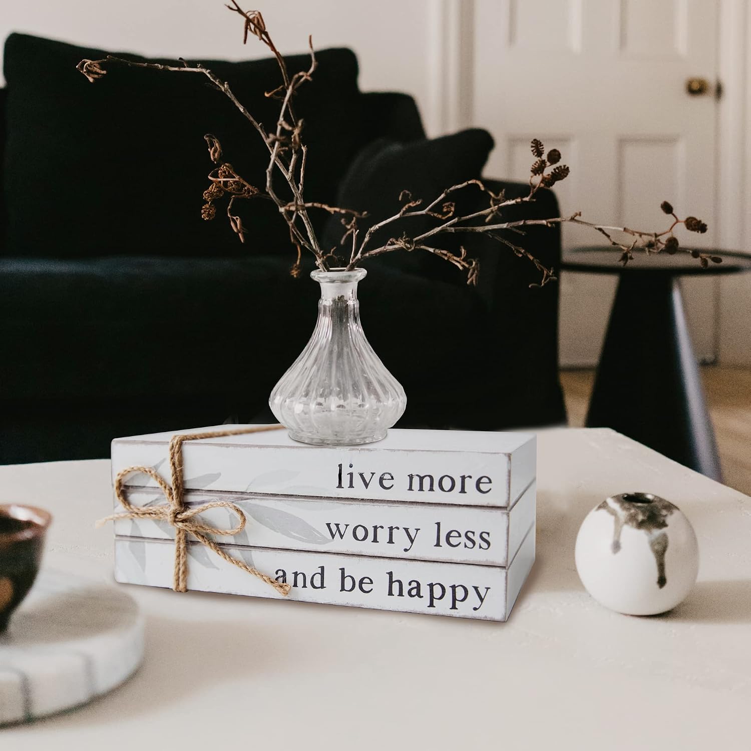 Stacked Wood Faux Books / Love / White / Set of 4