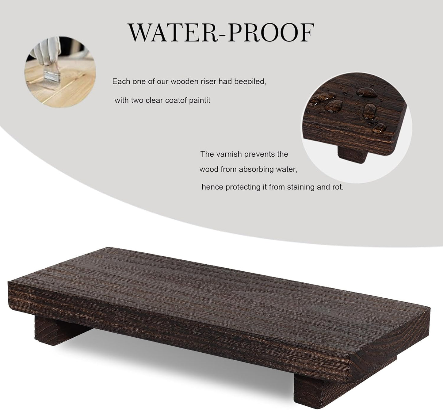 Small Wood Tray Pedestal Stand Farmhouse Bathroom Decor Decorative / Dark Brown / 10 x 4.5 x 1.6