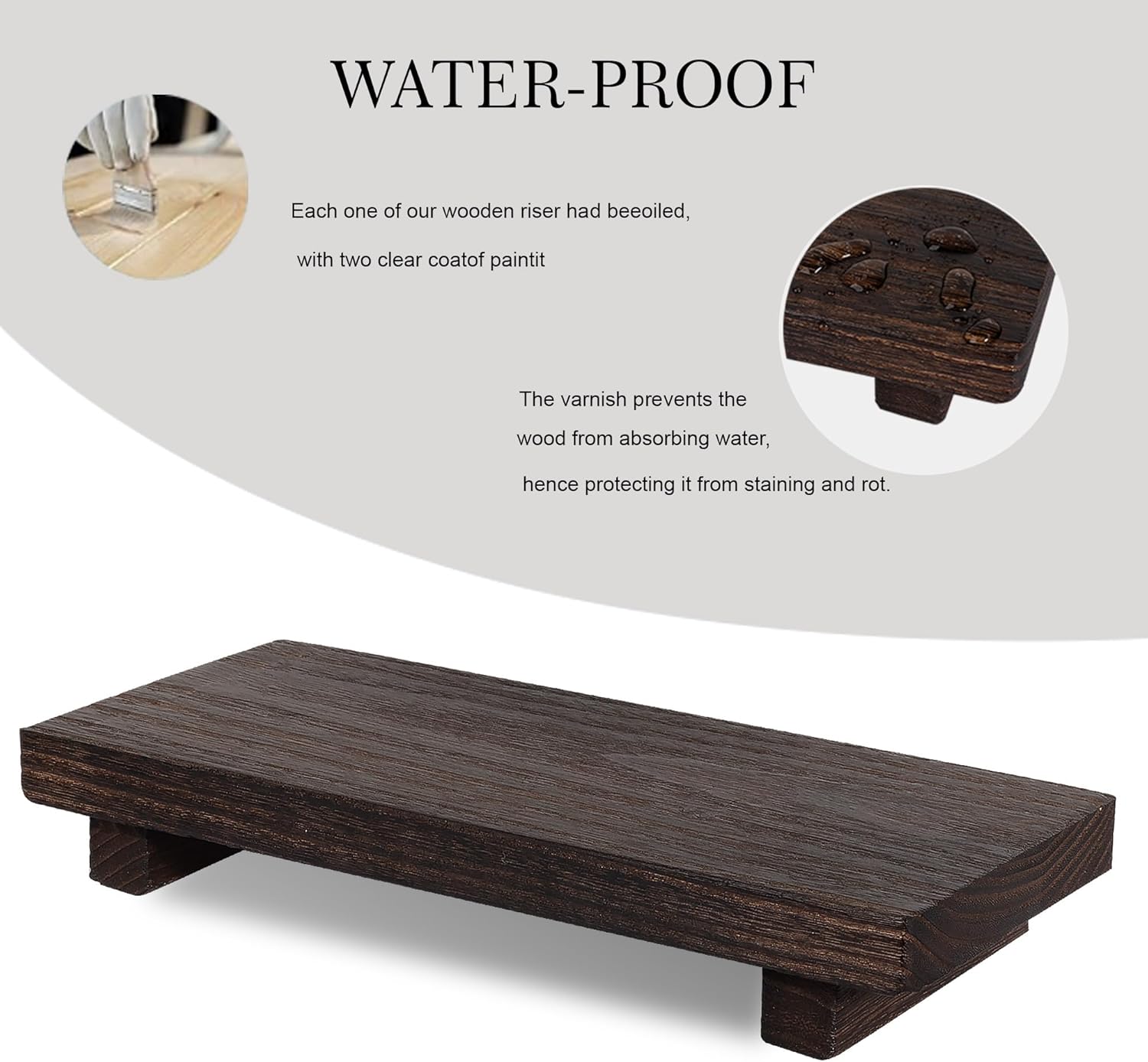Small Wood Tray Pedestal Stand Farmhouse Bathroom Decor Decorative / Dark Brown / 10 x 4.5 x 1.6