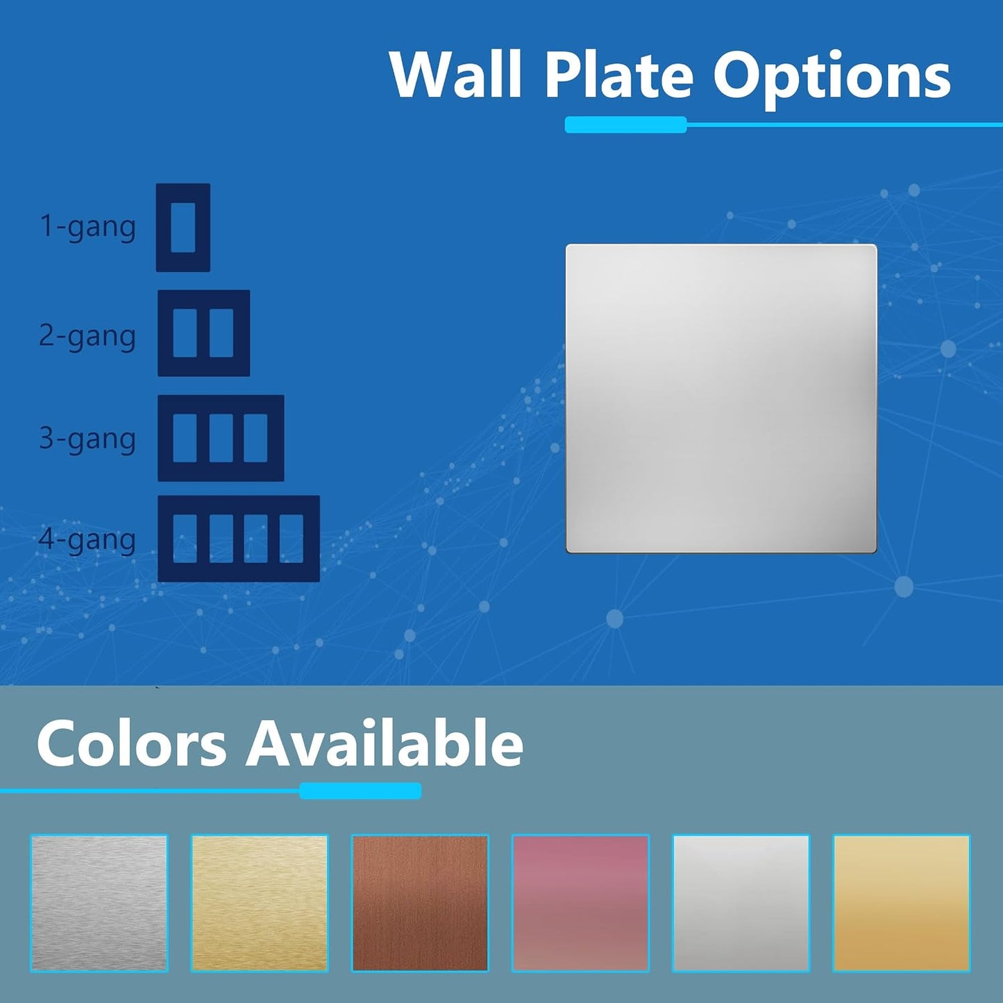 LIDER Double Blank Screwless Metal-Surface Wall Plate, Stainless Steel | Mid-Size 2-Gang 4.88” X 4.92”, Temperature And