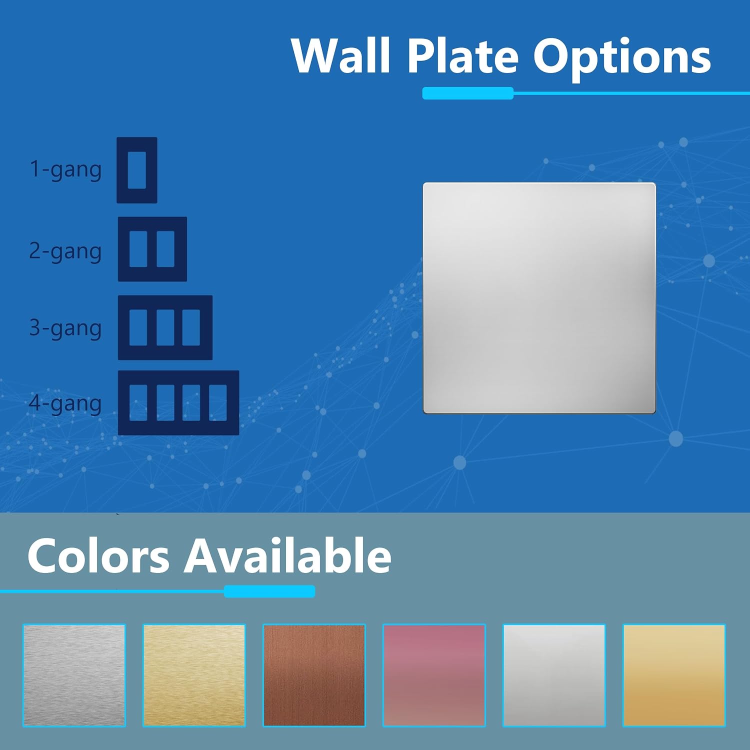 LIDER Double Blank Screwless Metal-Surface Wall Plate, Stainless Steel | Mid-Size 2-Gang 4.88” X 4.92”, Temperature And
