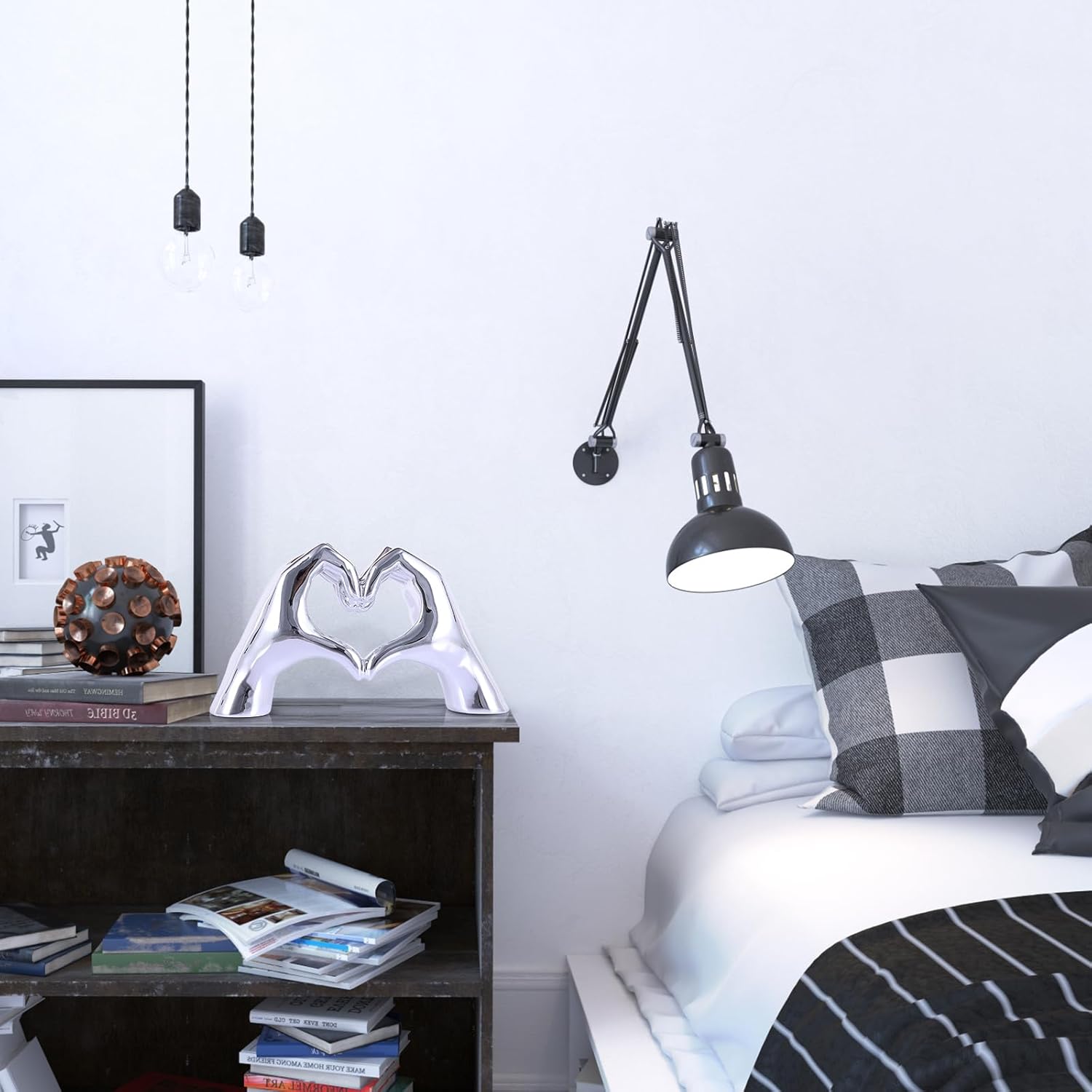 Love Centerpieces Aesthetic Statue and Sculpture Living Room Bedroom Bookshelf Coffe / Shiny Silver