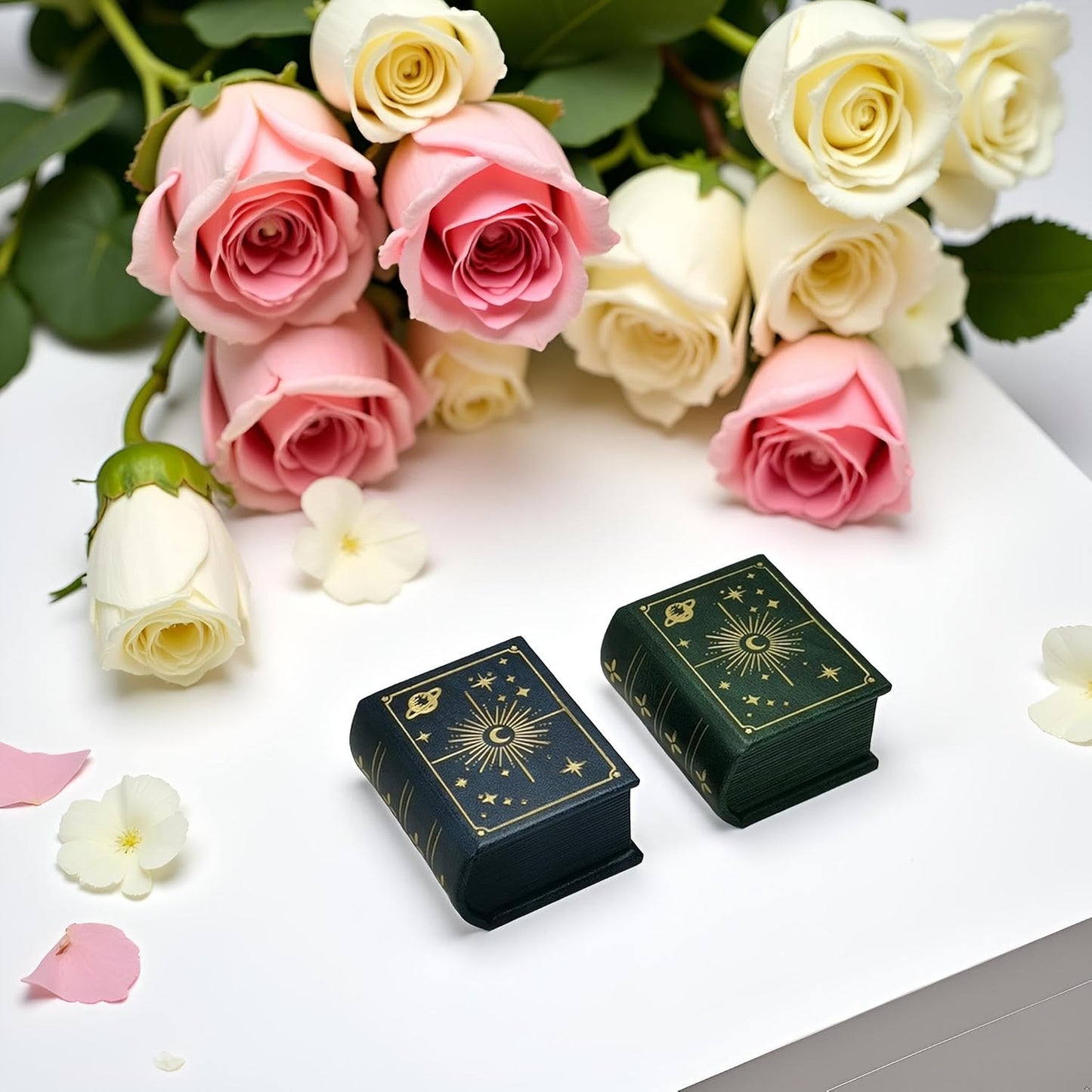 Book Shaped Ring Box / Green-magic Book