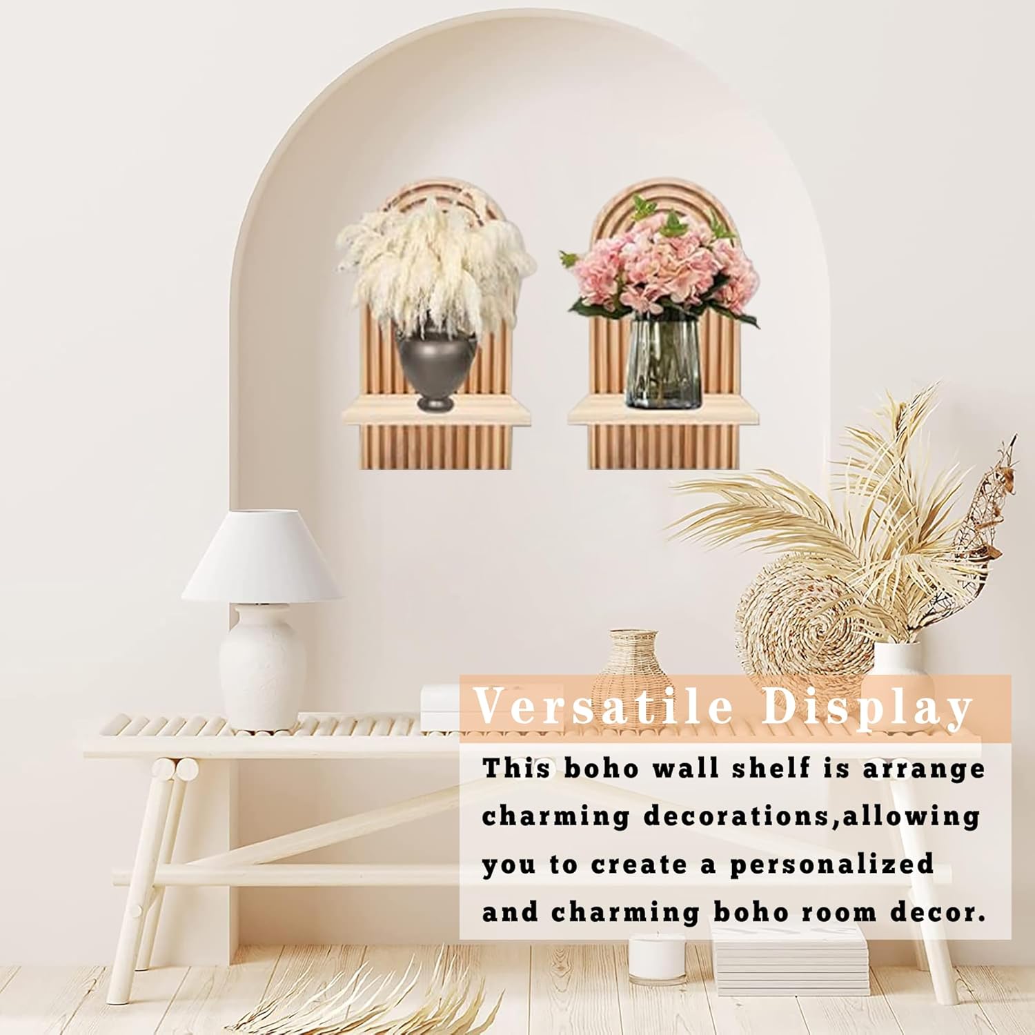 Boho Plant Wall Shelf / Rainbow / 15 x 8.6 / Set of 2