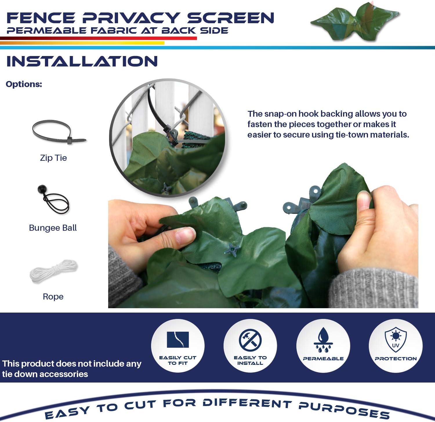 1PC ' Artificial Faux Ivy Leaf Decorative Fence Screen Faux Leaves Fence Cover Wall / 4' x 10