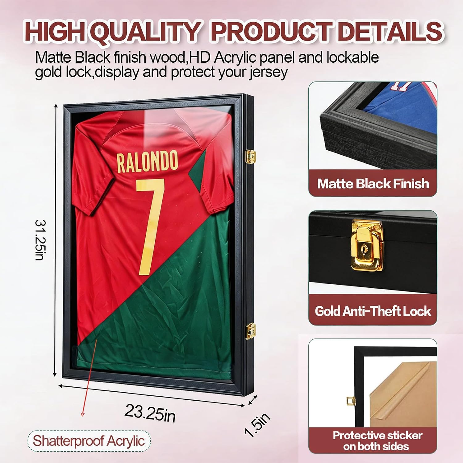 Jersey Frame Display Case,Jersey Frame,T-Shirt Shadow Box for Jerseys 1PC | Goazhpon jersey Display Case for Wall,Large