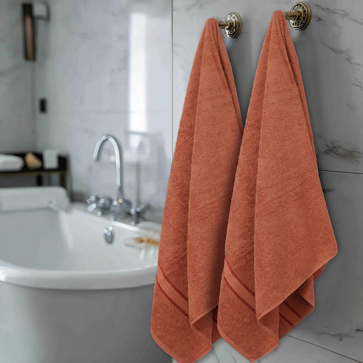 COTTON CRAFT Ultra Soft Bath Towels - 4 Pack 100% Cotton Large 30x54 inches | Oversized 580 GSM Absorbent Mocha Bath
