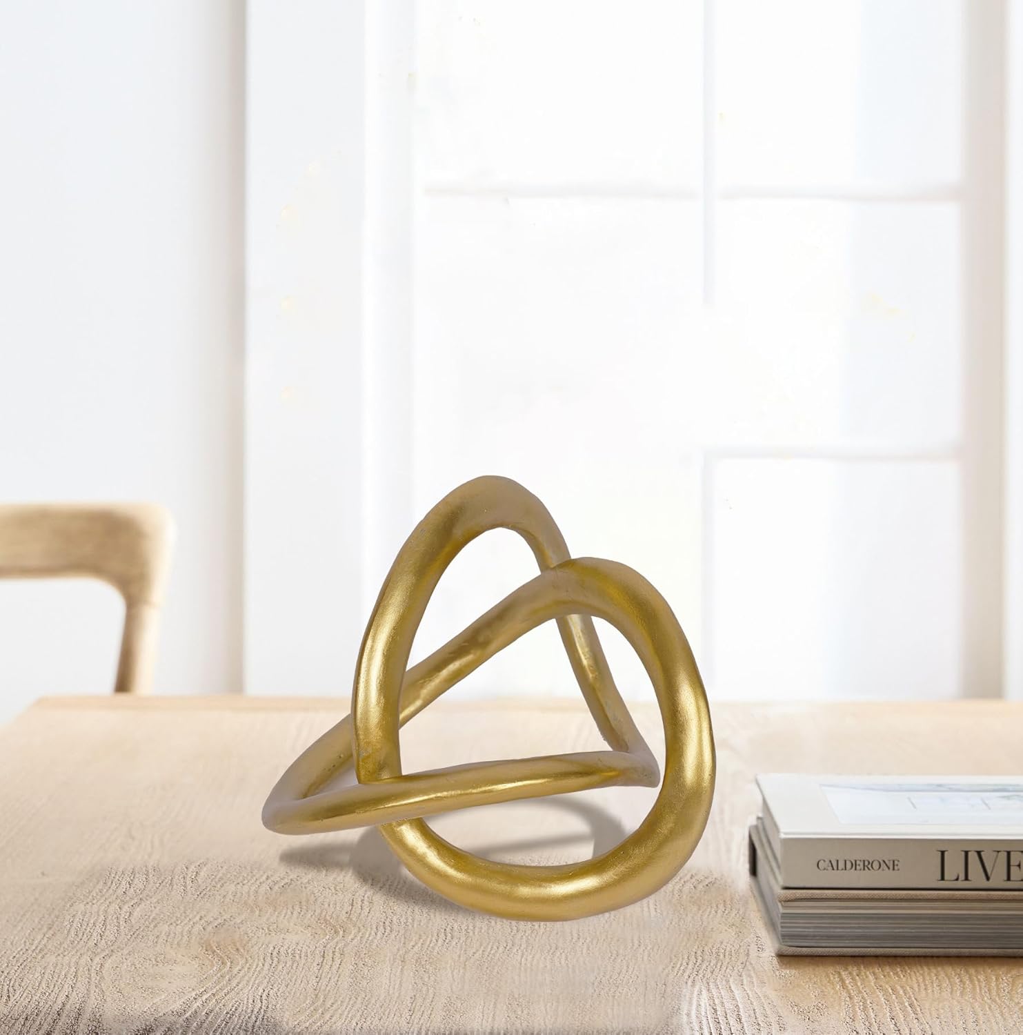 Modern Geometric Sculpture Knot Statue Decor Tabletop Sculpture and Figurines / Round / Gold