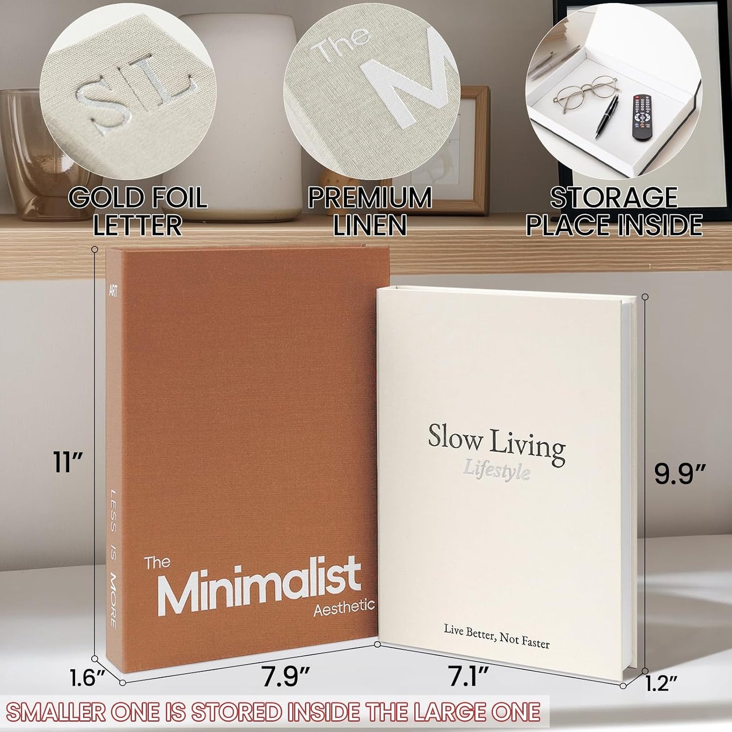 Minimalist Decorative Books / Brown-white / Set of 2