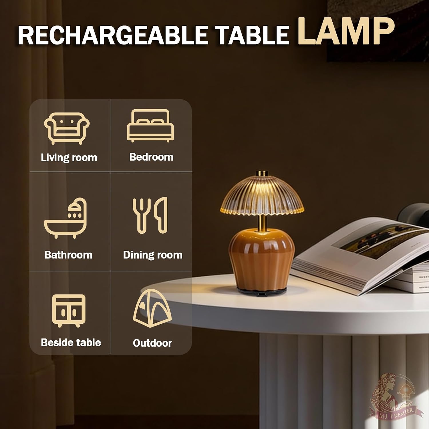 Rechargeable Table Lamp / Brown-2packs