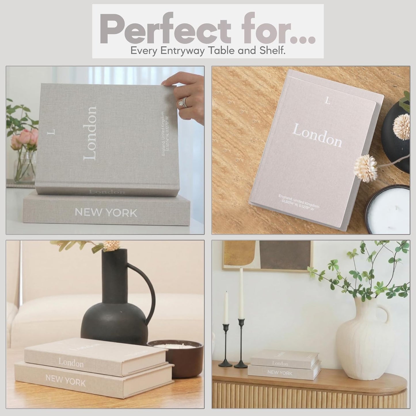 Faux Book Storage Box / Mocha/mocha / Modern / Beige / Set of 2
