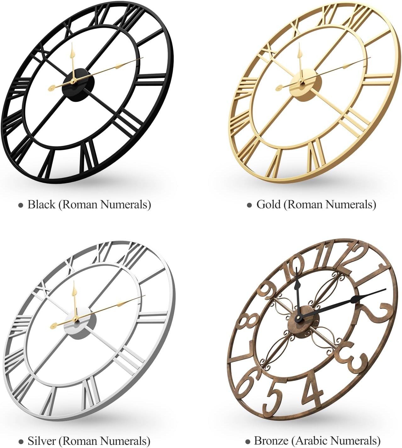 Cuspin Black Wall Clock 16 Inch Modern Clocks for Living Room Decor | Arabic Numerals, Battery operated, Silent non