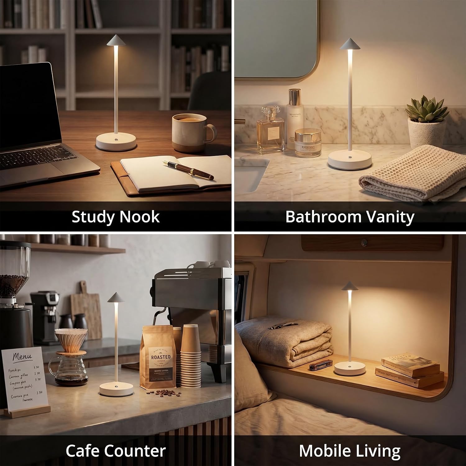 2 PACK Cordless Lamps,Battery Rechargeable Table Lamp,Portable Lamps,2 Level Brightness Dimmable Night Light,Minimalist