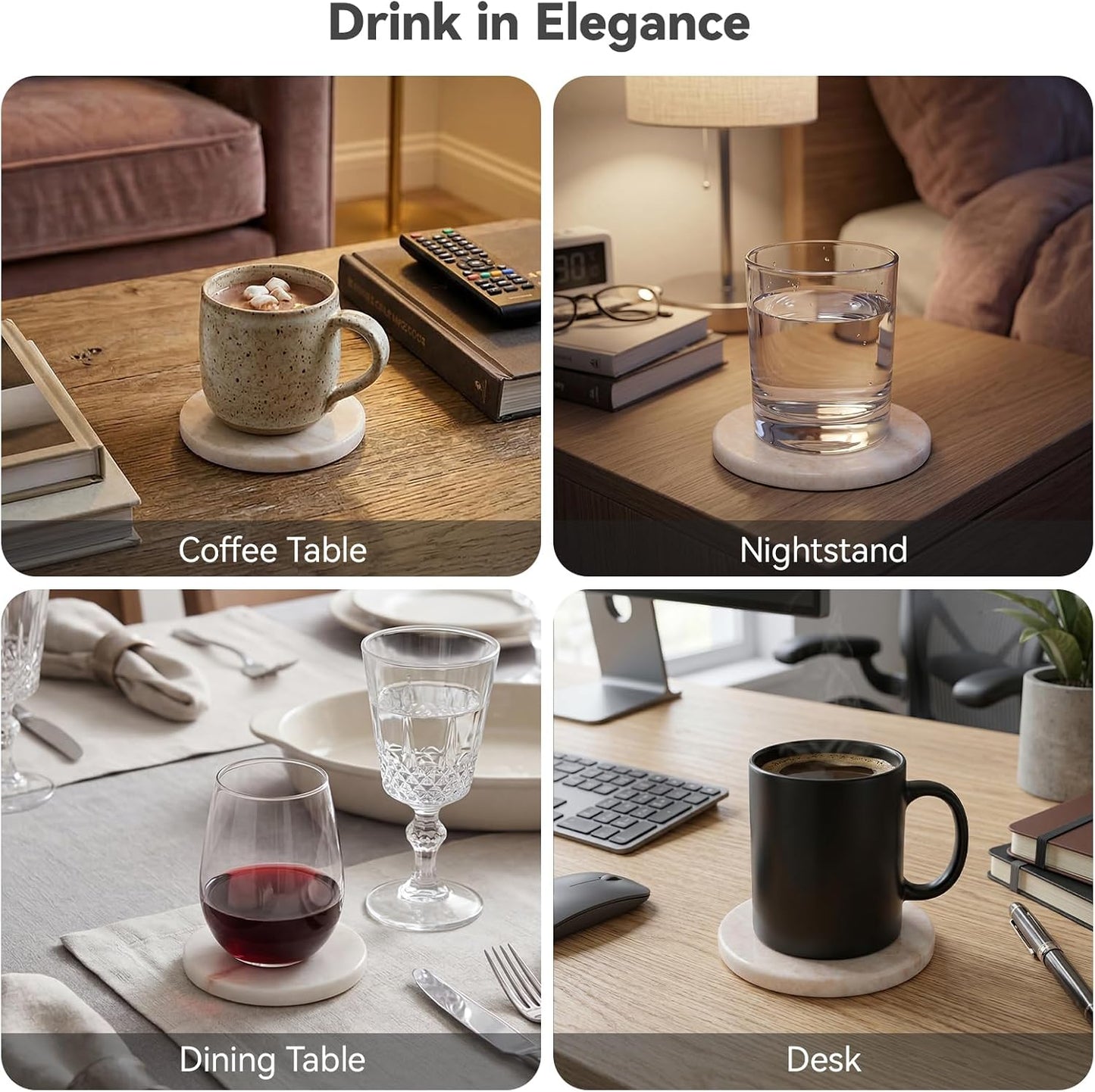 Holder / Neutral Drink Coasters / Creamy White / Set of 6